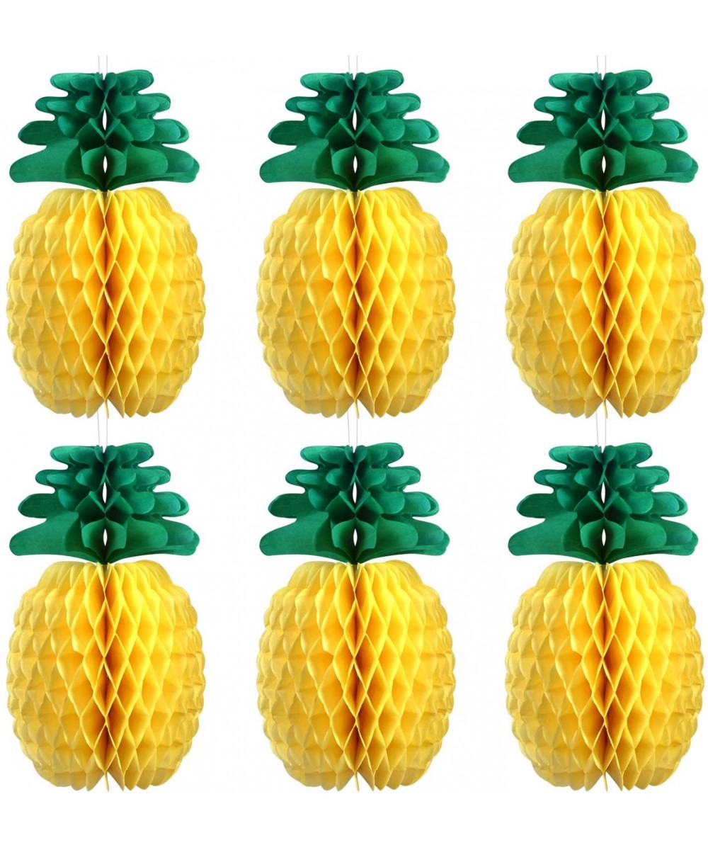 14 inch 6 Pack Pineapple Honeycomb Paper pineapple honeycomb centerpiecesTissue Hanging Centrepiece Decoration for Hawaiian L...