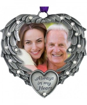in Memory Photo Ornament - Always in My Heart - Angel Wings Picture Christmas Ornament with a Remembrance Saying on The Card ...