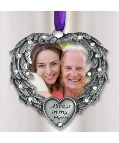 in Memory Photo Ornament - Always in My Heart - Angel Wings Picture Christmas Ornament with a Remembrance Saying on The Card ...