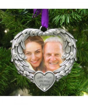 in Memory Photo Ornament - Always in My Heart - Angel Wings Picture Christmas Ornament with a Remembrance Saying on The Card ...