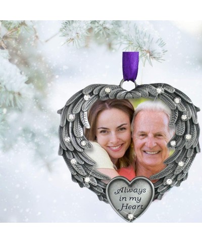 in Memory Photo Ornament - Always in My Heart - Angel Wings Picture Christmas Ornament with a Remembrance Saying on The Card ...