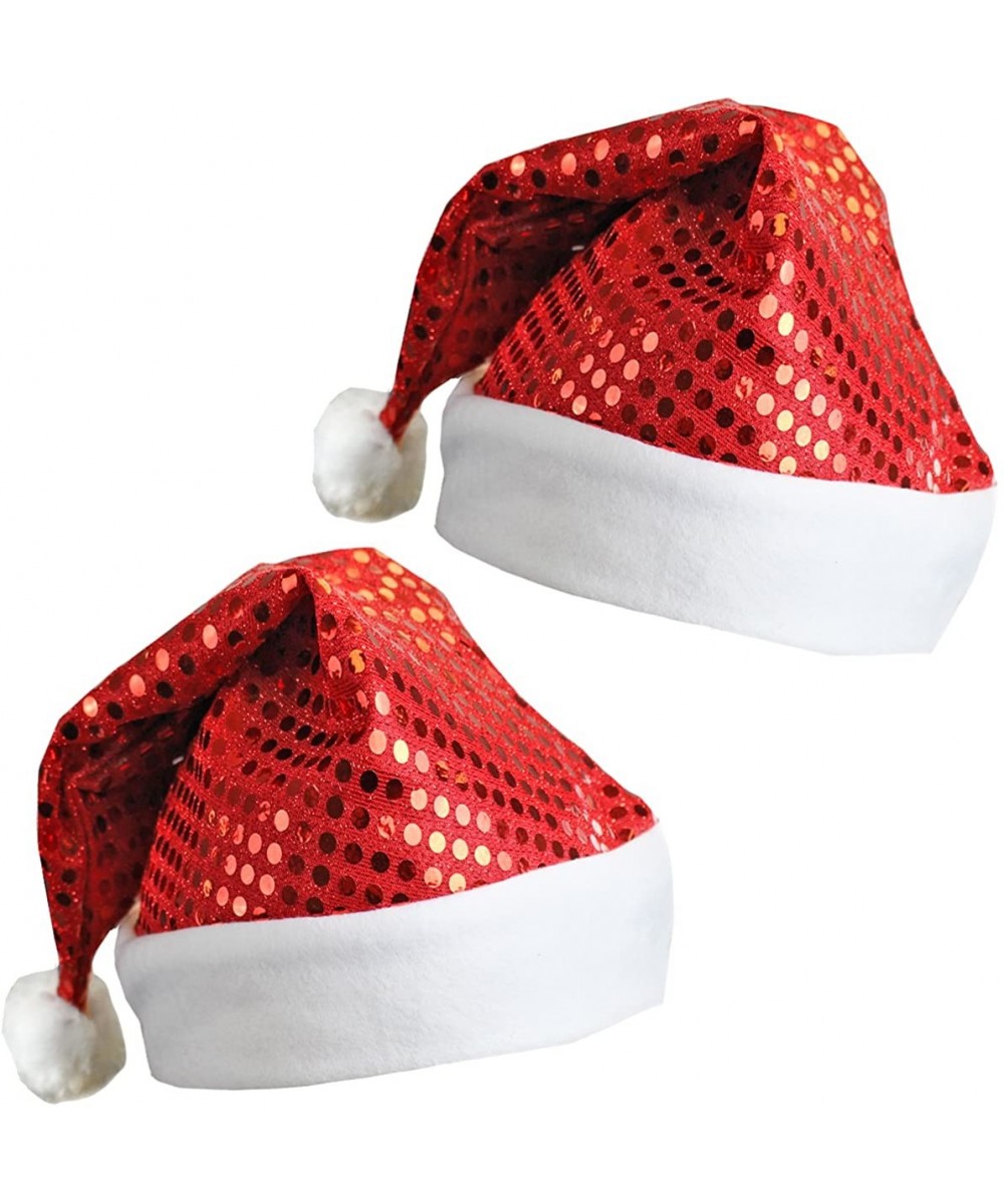 Christmas Hat - Santa Hat- Elf Hat - Reindeer hat - Coil Hat - (2 Pack) Holiday Hats - Sequin Santa Hat - CJ128WN6NXV $6.34 Hats