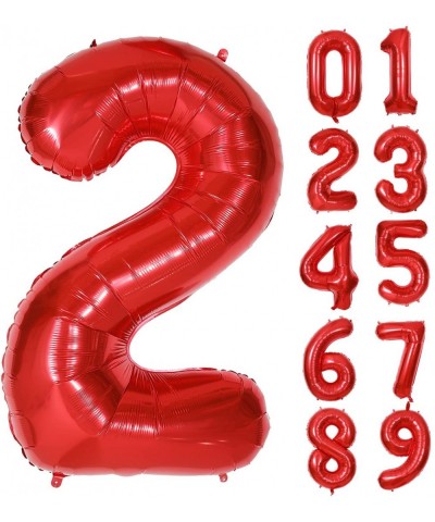 40 Inch Red Number Foil Balloons 0-9 Balloons- Foil Mylar Big Number 2 Digital Balloons for Red Birthday Party Decorations (N...
