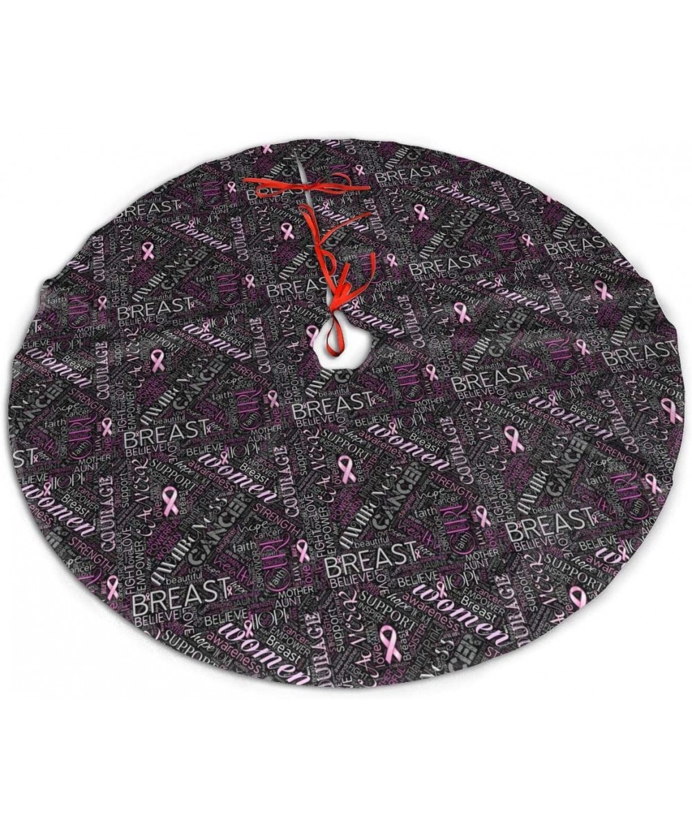 Breast Cancer Christmas Tree Skirt Gorgeous for Xmas Party Ornaments Decoration Accessory Gift - C41932386ZT $21.40 Tree Skirts