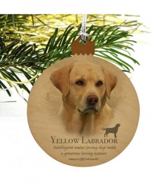 Yellow Labrador Retriever Dog Breed Wood Christmas Tree Holiday Ornament - CD18IA4MI0Q $4.71 Ornaments