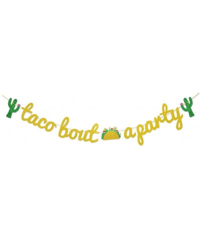 Taco Bout a Party Gold Glitter Banner Sign Garland for Cinco De Mayo Mexican Fiesta Themed Birthday Bachelorette Wedding Part...