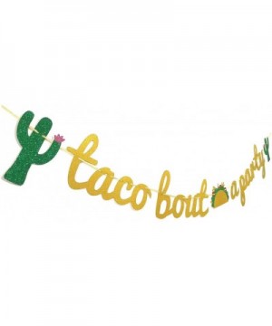 Taco Bout a Party Gold Glitter Banner Sign Garland for Cinco De Mayo Mexican Fiesta Themed Birthday Bachelorette Wedding Part...