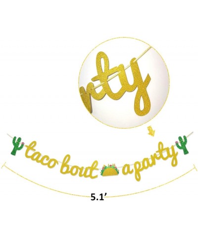 Taco Bout a Party Gold Glitter Banner Sign Garland for Cinco De Mayo Mexican Fiesta Themed Birthday Bachelorette Wedding Part...