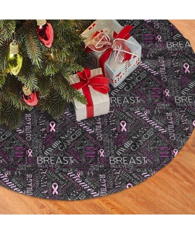 Breast Cancer Christmas Tree Skirt Gorgeous for Xmas Party Ornaments Decoration Accessory Gift - C41932386ZT $21.40 Tree Skirts