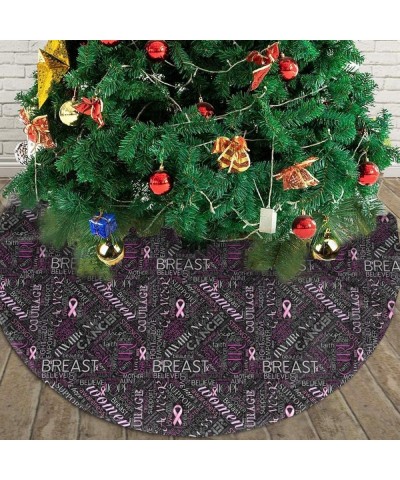 Breast Cancer Christmas Tree Skirt Gorgeous for Xmas Party Ornaments Decoration Accessory Gift - C41932386ZT $21.40 Tree Skirts