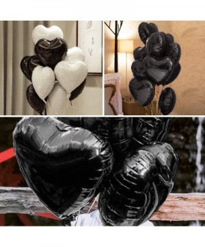 24 pcs Black Heart Shape Foil Mylar Balloons for birthday party decorations- Wedding decorations- engagement party- celebrati...