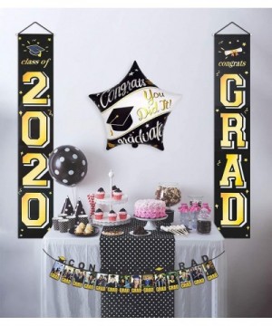 Graduation Party Decorations - 2020 Graduation Banners - Class of 2020 & Congrats Grad - Hanging Flags Porch Sign Outdoor Hom...