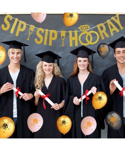 Gold Glittery Sip Sip Hooray Banner-Graduation Party Bachelorette Wedding Party Birthday Party Baby Shower Party Decorations ...