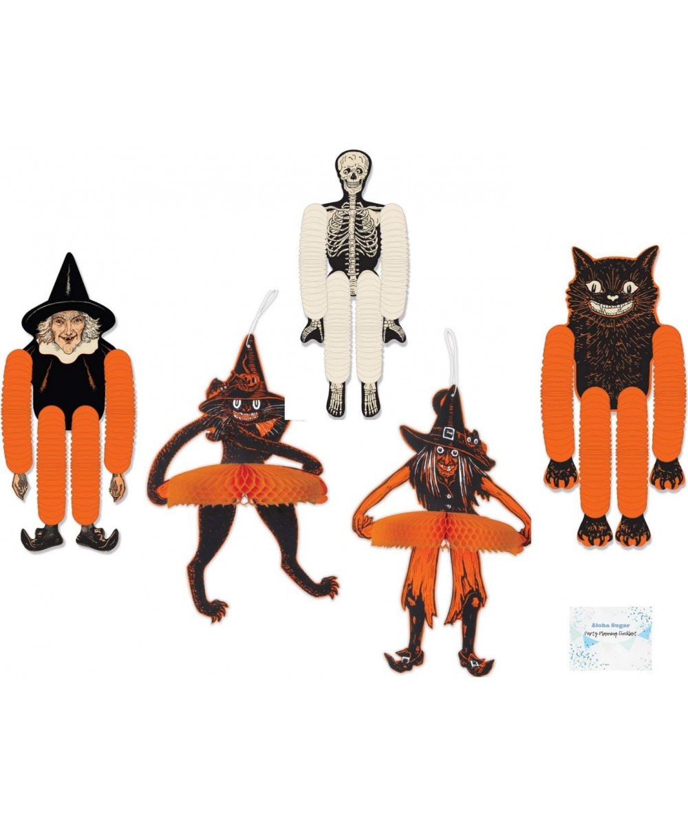 Vintage Halloween Decorations - Vintage Halloween Tissue Dancers and Vintage Halloween Black Cat and Witch Danglers - Perfect...