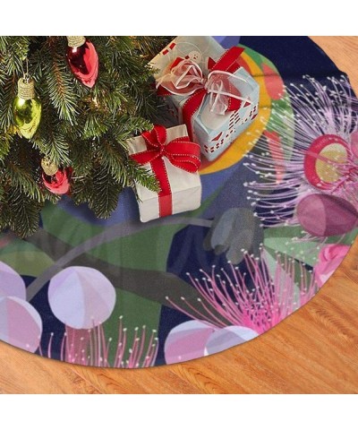 Christmas Tree Skirt Tree Mat Xmas Rainbow Parrot Pink Flowers Santa Festive Party Supplies Decorations - Black2 - CW19K8HSHN...