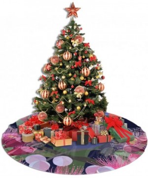 Christmas Tree Skirt Tree Mat Xmas Rainbow Parrot Pink Flowers Santa Festive Party Supplies Decorations - Black2 - CW19K8HSHN...