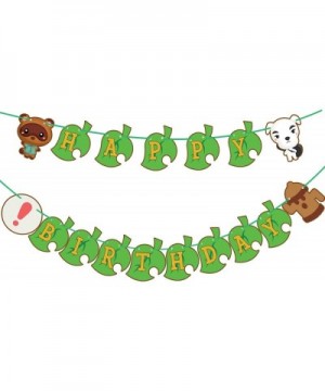 Animals inspired Cross Birthday Party Banner-Video game Theme Party Supplies Animal and Green Leaf Banner for Happy Birthday ...