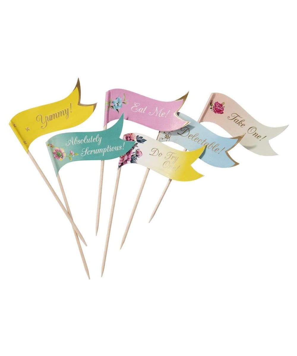 Tea Party Canape Pick Flags or Cupcake Decorations - Truly Scrumptious - Also Great For Birthday Party- Baby Shower and Weddi...