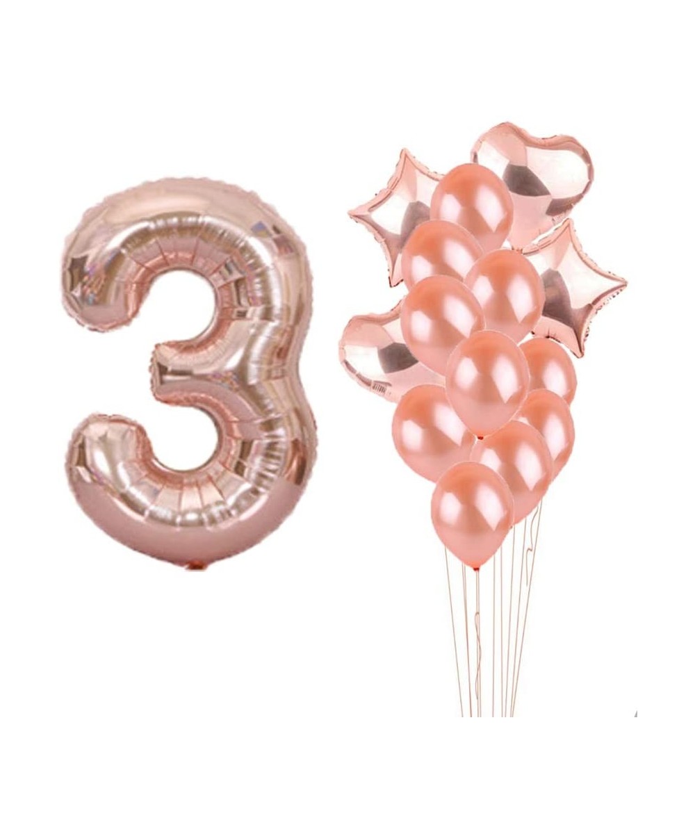 Sweet 3th Birthday Decorations Party Supplies-Rose Gold Number 3 Balloons-3th Foil Mylar Balloons Latex Balloon Decoration-Gr...