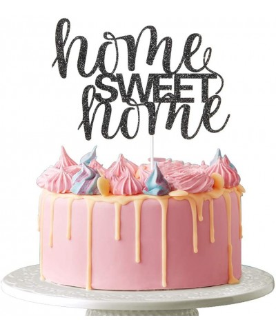 Home Sweet Home Cake Topper - Welcome Home Welcome Back New Home Housewarming Party Decoration- Black Glitter - CE197X29SUZ $...