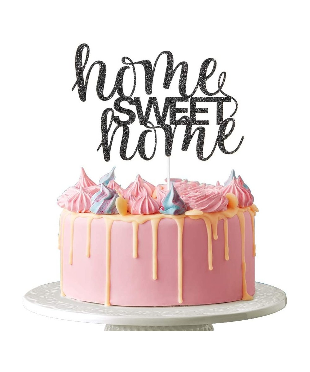 Home Sweet Home Cake Topper - Welcome Home Welcome Back New Home Housewarming Party Decoration- Black Glitter - CE197X29SUZ $...