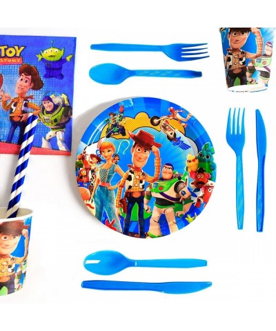 Toy Story 4 Birthday Party Supplies- 16 Serves Set Including Invitations Card- Napkins- Plates- Cups- Knives- Forks- Spoons- ...