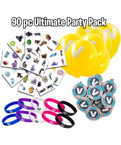 Video Game Party Supplies - Battle Royale Party Favor Set - Includes Tattoo Sheets- Balloons- Silicone Bands- V Key Chains - ...