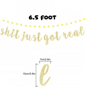 Shit Just Got Real Gold Glitter Cursive Script Bunting Banner Funny Wedding Anniversary Bachelorette Party Decoration Sign - ...