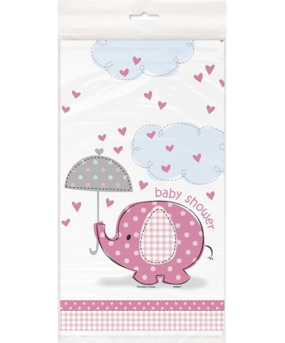 Pink Elephant Girl Baby Shower Plastic Tablecloth- 84" x 54 - Pink - CE11CGFQ0C1 $4.11 Tablecovers
