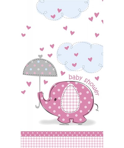 Pink Elephant Girl Baby Shower Plastic Tablecloth- 84" x 54 - Pink - CE11CGFQ0C1 $4.11 Tablecovers