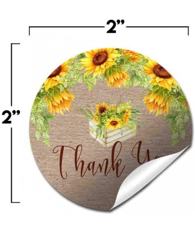 Rustic Fall Watercolor Sunflowers Thank You Sticker Labels- 40 2" Party Circle Stickers by AmandaCreation- Great for Party Fa...