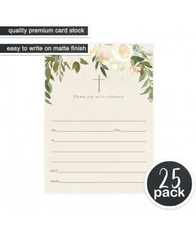 Greenery Baptism Invitations (25 Pack) Fill in Blank Cards for Christening Naming Ceremony Dedication Kids Confirmation Teen ...