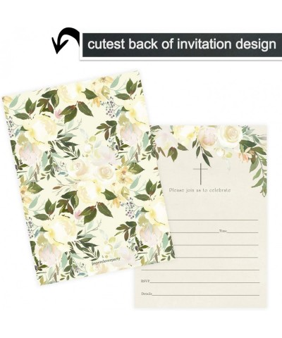 Greenery Baptism Invitations (25 Pack) Fill in Blank Cards for Christening Naming Ceremony Dedication Kids Confirmation Teen ...