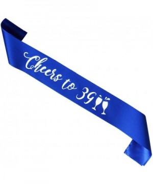 Blue Cheers to 39 Years Birthday sash- Men or Woman 39th Birthday Gifts Party Supplies- Royal Blue Party Decorations - C318TI...