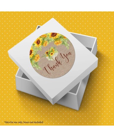 Rustic Fall Watercolor Sunflowers Thank You Sticker Labels- 40 2" Party Circle Stickers by AmandaCreation- Great for Party Fa...