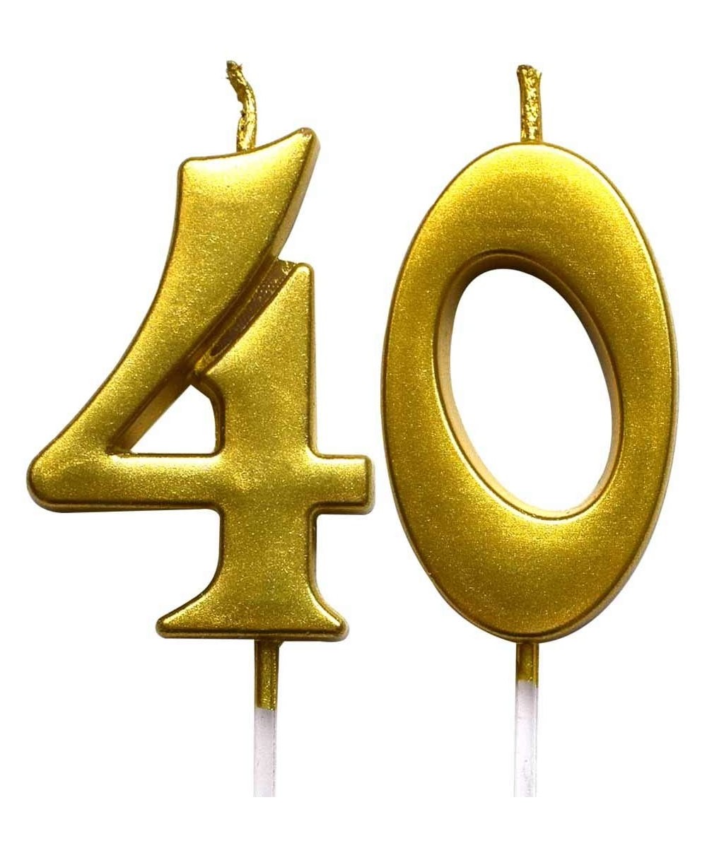 Gold 40th Birthday Numeral Candle- Number 40 Cake Topper Candles Party Decoration for Women or Men - CA18TYGDQEX $7.14 Birthd...