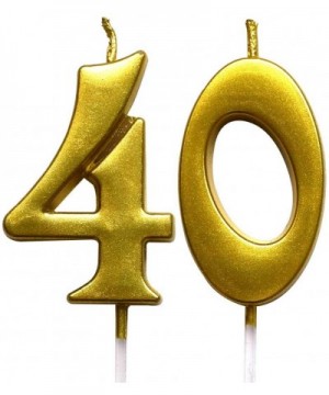 Gold 40th Birthday Numeral Candle- Number 40 Cake Topper Candles Party Decoration for Women or Men - CA18TYGDQEX $7.14 Birthd...