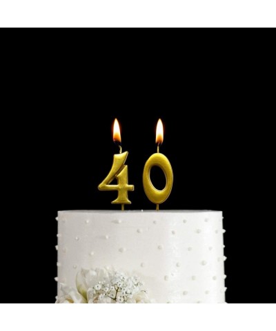 Gold 40th Birthday Numeral Candle- Number 40 Cake Topper Candles Party Decoration for Women or Men - CA18TYGDQEX $7.14 Birthd...