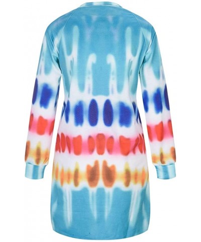 Women's Tie-Dye Sweatshirts Oversized Long Sleeve Crewneck Loose Casual Mini Dress - Blue - CV19EIXW7LK $20.00 Party Packs