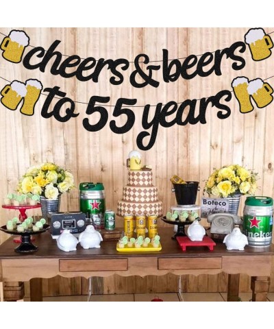 55th Birthday Decorations Cheers to 55th Years Banner for Men Women 55s Birthday Backdrop Wedding Anniversary Party Supplies ...