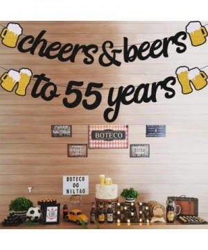 55th Birthday Decorations Cheers to 55th Years Banner for Men Women 55s Birthday Backdrop Wedding Anniversary Party Supplies ...