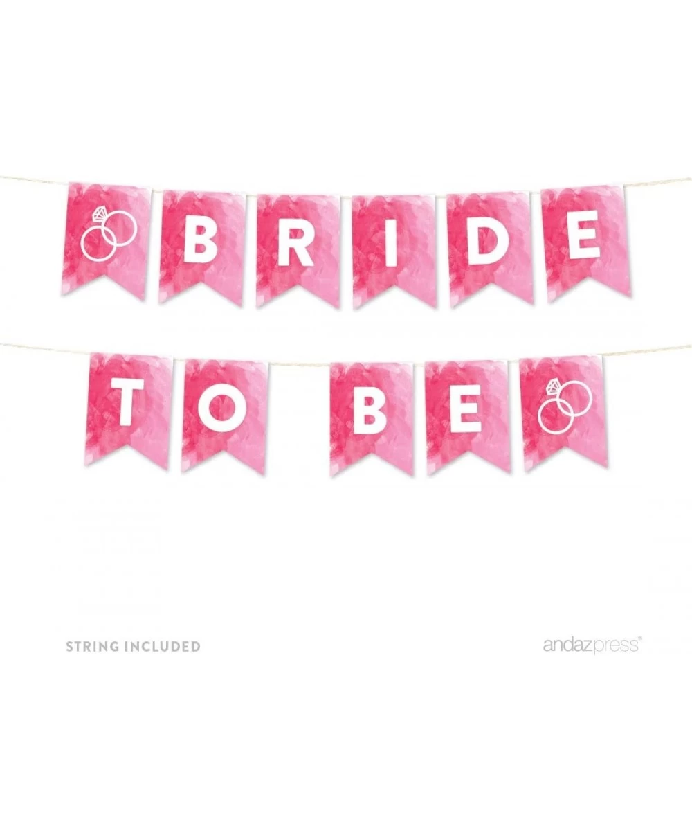 Pink Watercolor Wedding Collection- Hanging Pennant Party Banner with String- Bride to Be- 4-Feet- 1 Set- Includes String - B...