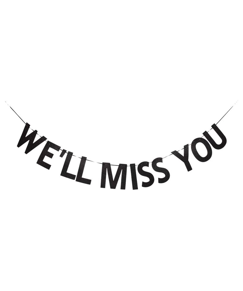 We'll Miss You Banner- Black Gliter Paper Sign Graduation/Job Change/Relocation/Moving/Transfer/Farewell Party Decorations - ...