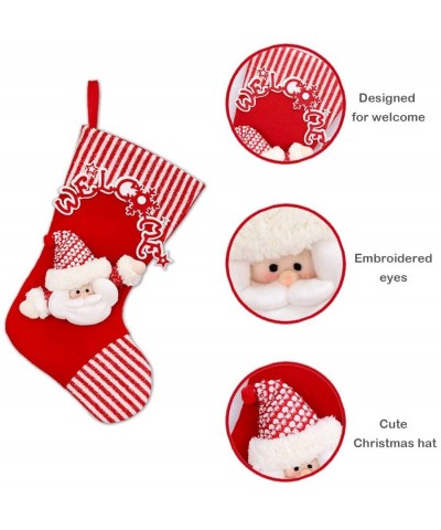 Big Christmas Stockings 18"- Set of 2 Xmas Character 3D Plush- Innovative Cute Santa Snowman with Welcome Hanging Stockings- ...