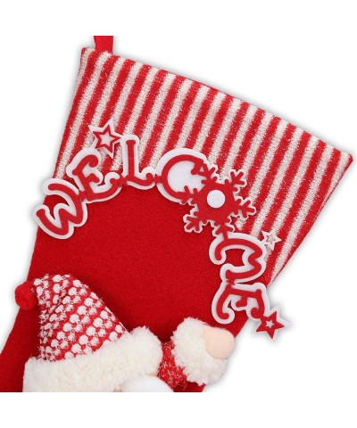 Big Christmas Stockings 18"- Set of 2 Xmas Character 3D Plush- Innovative Cute Santa Snowman with Welcome Hanging Stockings- ...