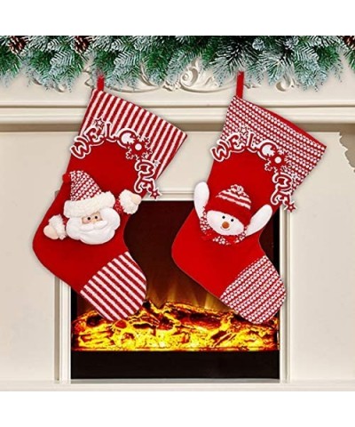 Big Christmas Stockings 18"- Set of 2 Xmas Character 3D Plush- Innovative Cute Santa Snowman with Welcome Hanging Stockings- ...