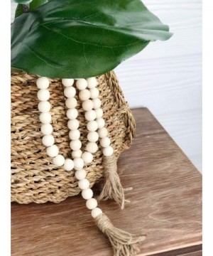 Natural Wooden Beads Garland with Tassels Farmhouse Beads Rustic Country Decor Prayer Beads- 2 Pack - CS18SCW4MMD $14.60 Tinsel