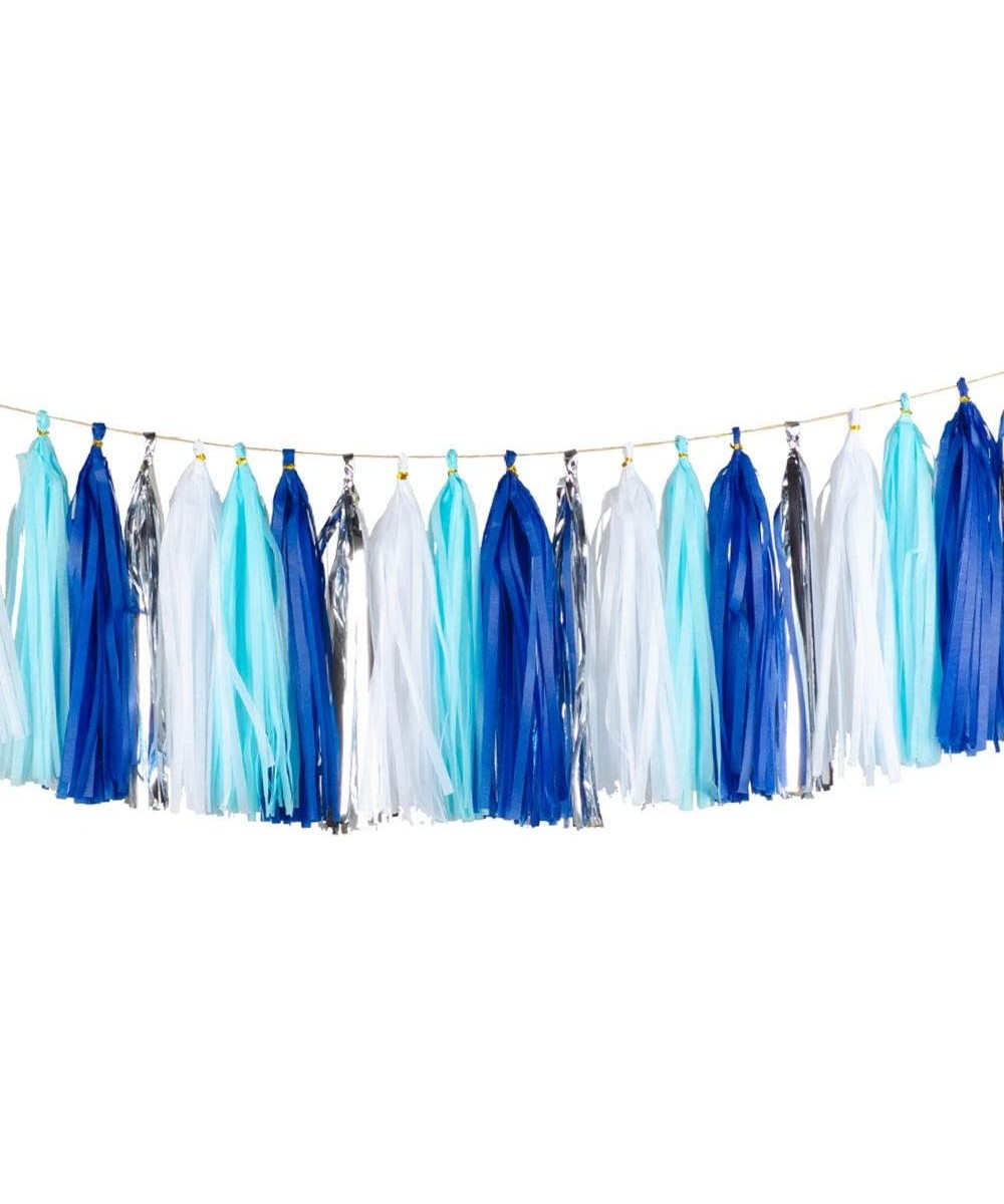 Blue White Silver Tissue Paper Tassels Party Tassel Garland Banner Decorations- Pack of 20 - Blue White Silver - CN19GU48QR9 ...