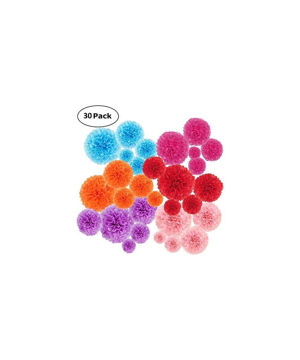 30 pcs Paper Pom Poms Decorations-Tissue Paper Flower for Party- Wedding- Birthday-Baby Shower Decor (14"-10"-8"-6"-4") - CB1...