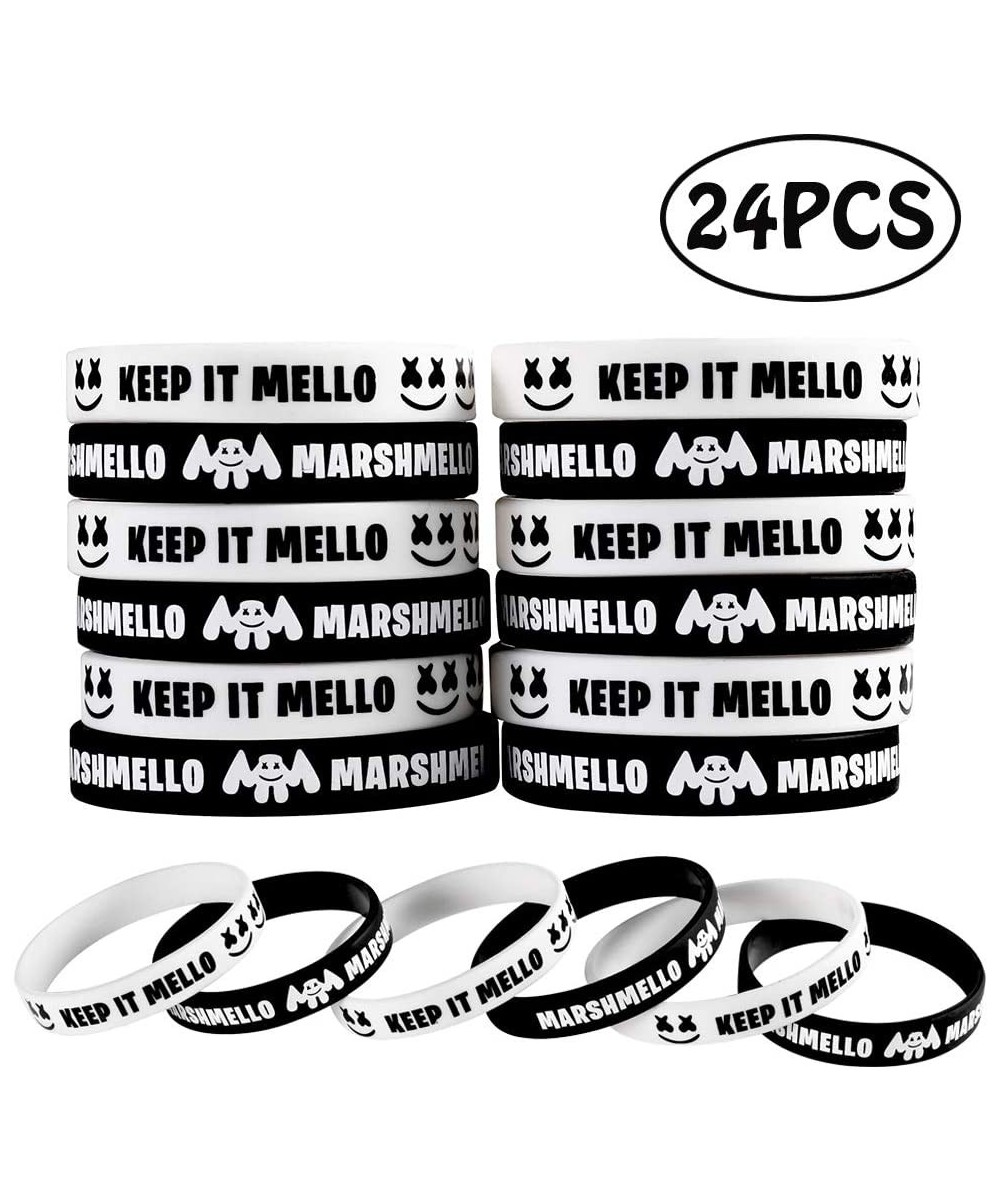 Marshmellow Birthday Party Favor Bracelets Wristband- Keep it Mellow Silicone Bracelets Marshmellow Party Supplies Favors 24P...